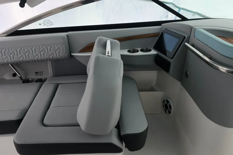 Slide: The Image of 2026 Regal LX9 boat interior with sink and porthole, featuring modern design elements. - 18
