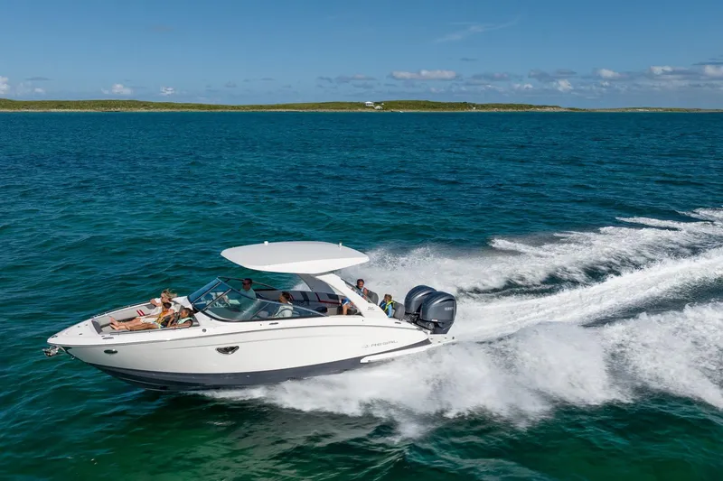 Slide: The Image of Regal LX9 2026 boat seats with gray upholstery. - 36