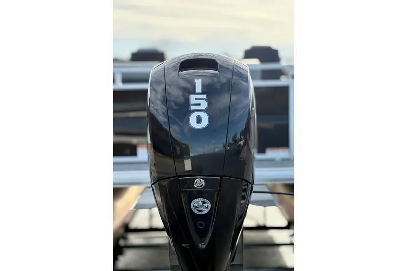 Slide: The Image of Outboard motor on 2026 Sun Tracker Party Barge 22 RF DLX pontoon boat. - 14