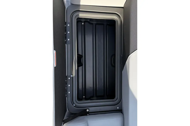 Slide: The Image of Open storage compartment on 2026 Sun Tracker Party Barge 22 RF DLX pontoon boat. - 32