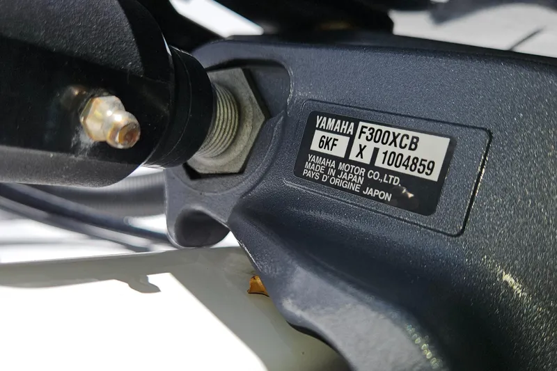 Slide: The Image of Close-up of Yamaha F300XCB engine part on 2022 Century 2900 Center Console boat. - 43
