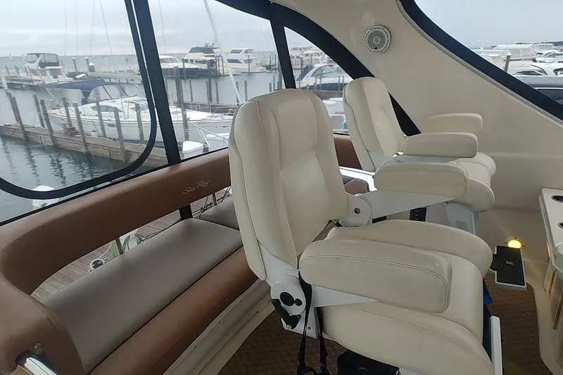 Slide: The Image of Luxurious bathroom in 2001 Sea Ray 560 Sedan Bridge yacht with shower and toilet. - 31