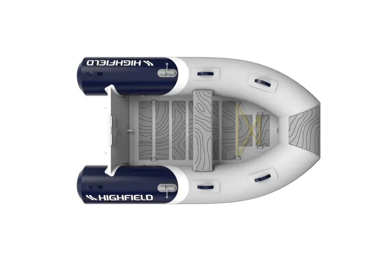 The Image of Highfield easygo250 inflatable boat, 2026 model, top view, white and navy design. - 1