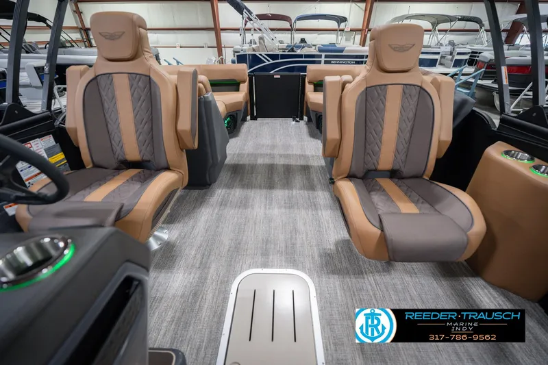 Slide: The Image of 2026 Bennington 22 MFB boat interior with luxurious seating and modern design. - 17