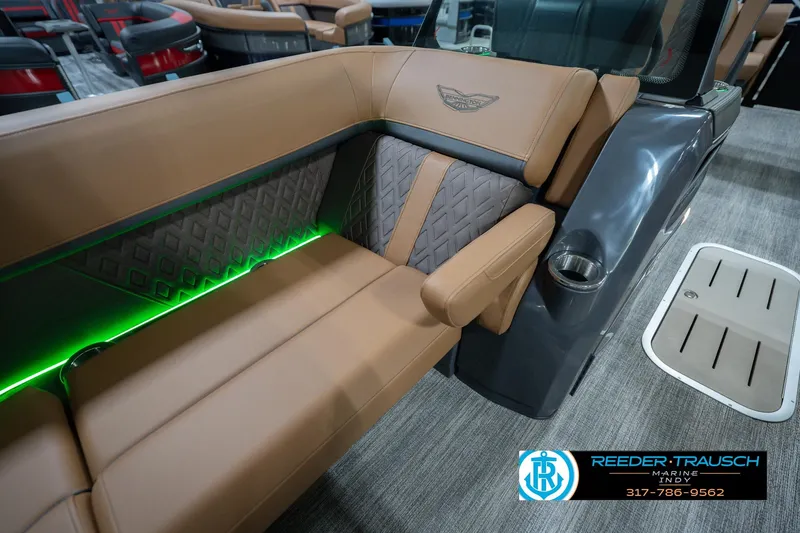 Slide: The Image of Luxurious seating on 2026 Bennington 22 MFB boat with elegant design and ambient lighting. - 26