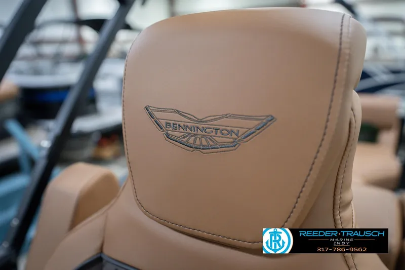 Slide: The Image of Luxurious Bennington 22 MFB 2026 boat seat with embroidered logo, showcasing premium craftsmanship. - 45