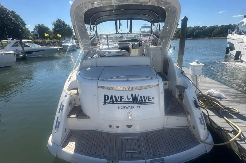 Slide: The Image of 2006 Fairline Targa 40 yacht docked, rear view, sunny day, Norwalk, CT. - 4