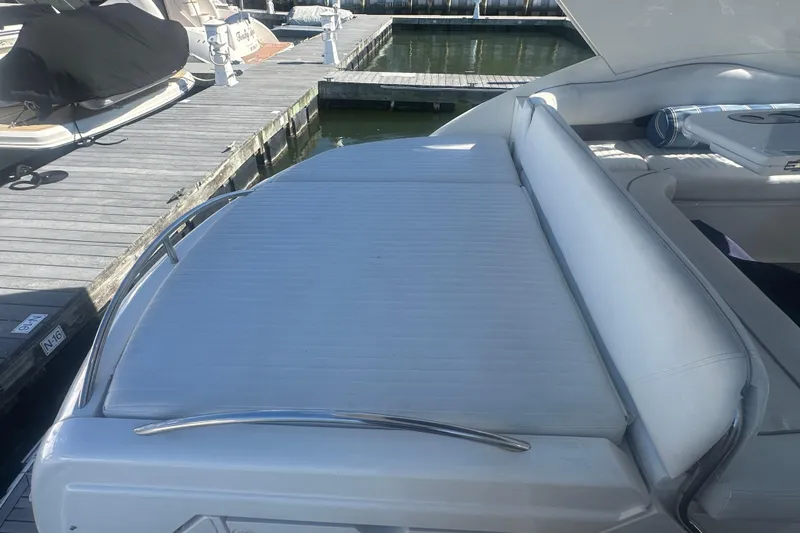 Slide: The Image of 2006 Fairline Targa 40 yacht with sunbed at marina dock. - 6