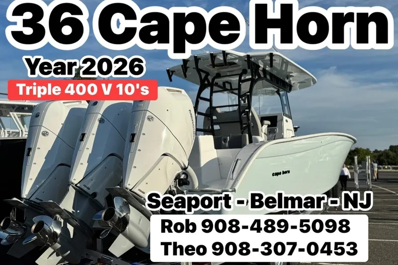 The Image of 2026 Cape Horn 36 XS boat with triple 400 V10 engines, Seaport Belmar NJ. - 0
