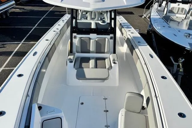 Slide: The Image of 2026 Cape Horn 36 XS boat interior with seating and storage compartments. - 6
