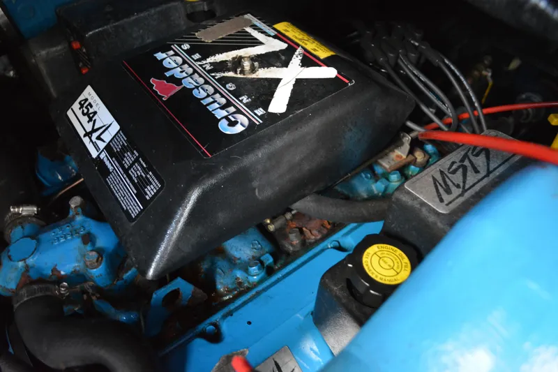 Slide: The Image of Engine compartment of a 1995 Carver 380 Santego with Crusader 454XL engine. - 49