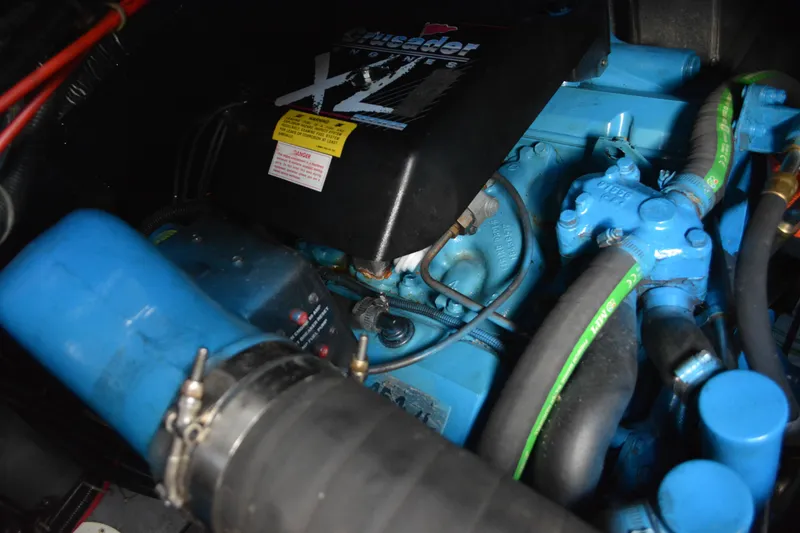 Slide: The Image of Engine of 1995 Carver 380 Santego boat, featuring Crusader XL components. - 51