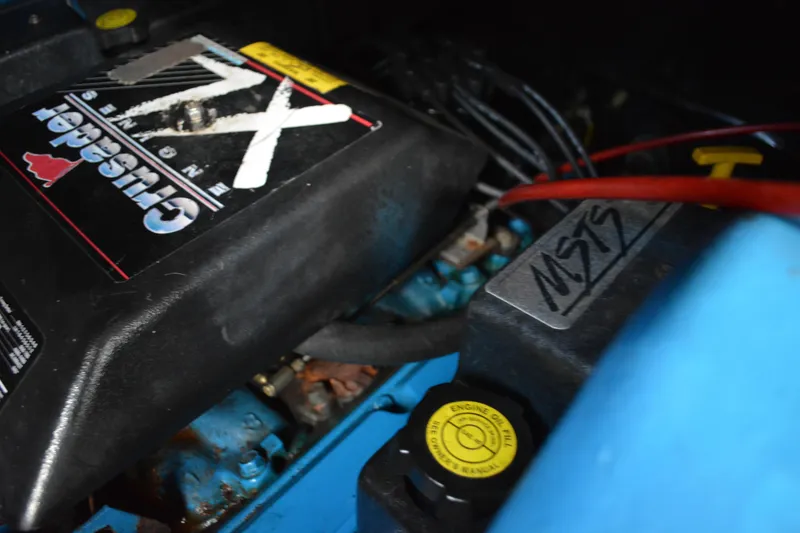 Slide: The Image of Engine compartment of a 1995 Carver 380 Santego with Crusader XL engine. - 53