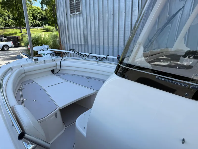 Slide: The Image of 2020 Grady-White Fisherman 257 boat with spacious deck and sleek design. - 18