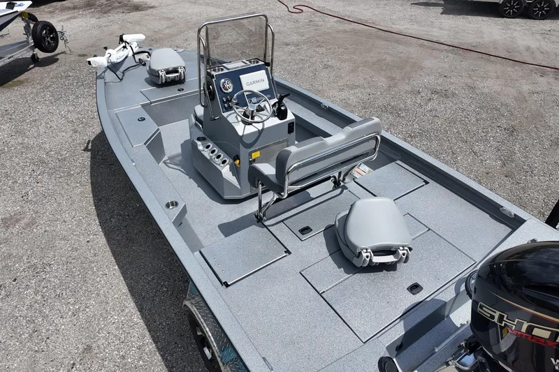 Slide: The Image of 2026 Express H20B Bay boat with Garmin system, spacious deck, and modern design. - 13