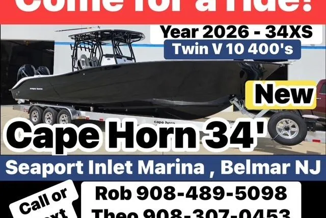 The Image of Cape Horn 34 XS boat, 2026 model, at Seaport Inlet Marina, Belmar NJ. - 0