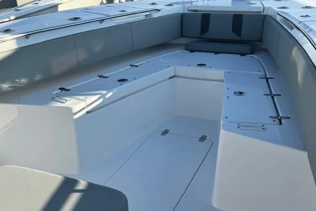 Slide: The Image of 2026 Cape Horn 34 XS boat interior with spacious seating and modern design. - 13