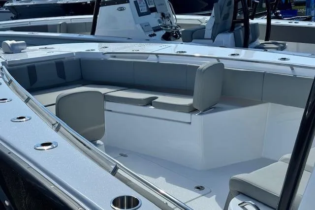 Slide: The Image of 2026 Cape Horn 34 XS boat with spacious seating and modern design. - 3