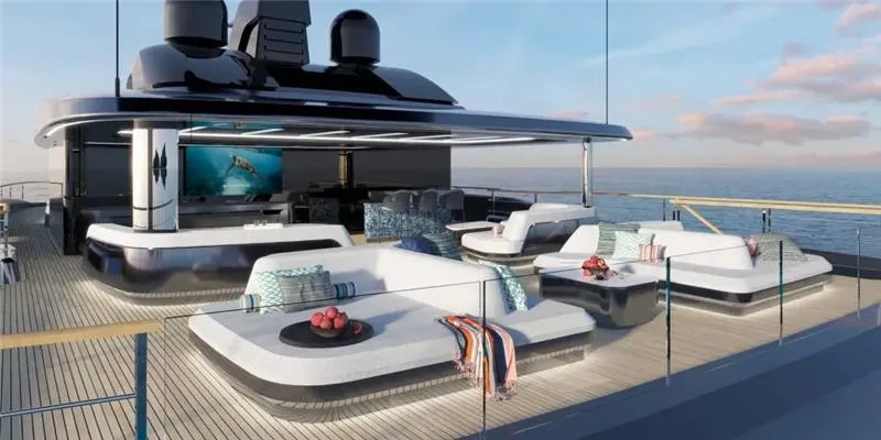 Slide: The Image of Luxurious 2026 Sunreef 40M Explorer yacht deck with modern seating and ocean view. - 6