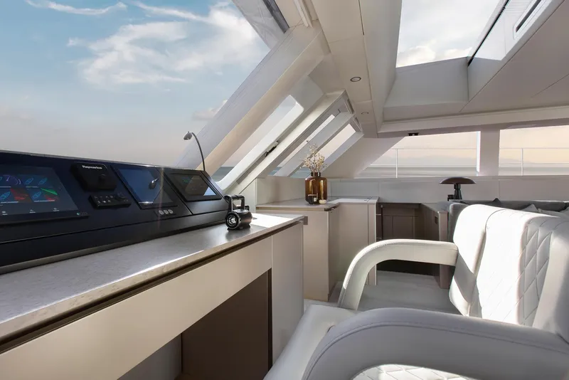 Slide: The Image of Luxurious interior of 2026 Sunreef 60 Sunreef Power yacht with modern design and panoramic windows. - 10