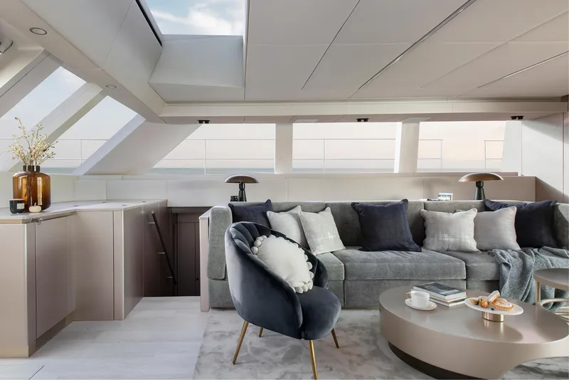 Slide: The Image of Luxurious interior of 2026 Sunreef 60 Power yacht with modern furnishings and elegant decor. - 11