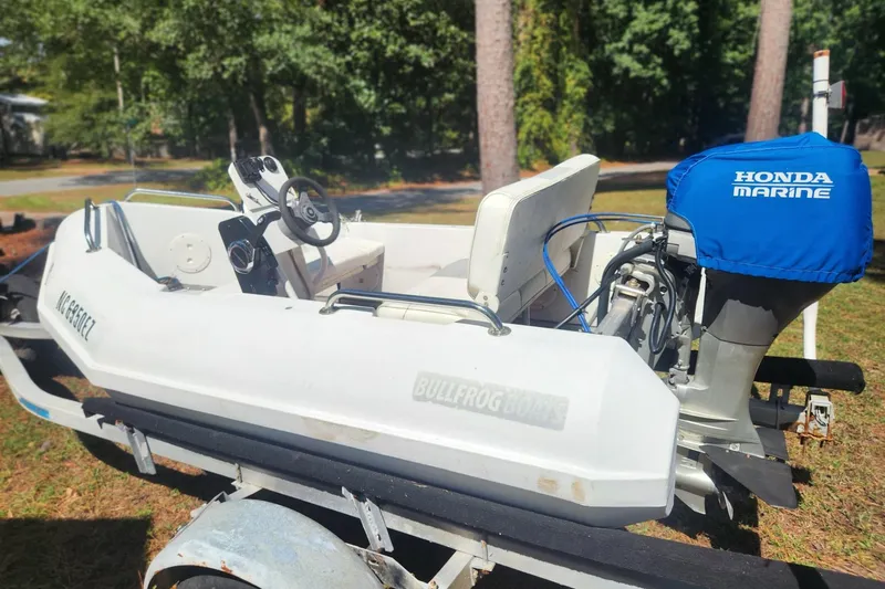 Slide: The Image of 2011 Bullfrog 10' Yacht Tender with Honda Marine engine on trailer. - 3