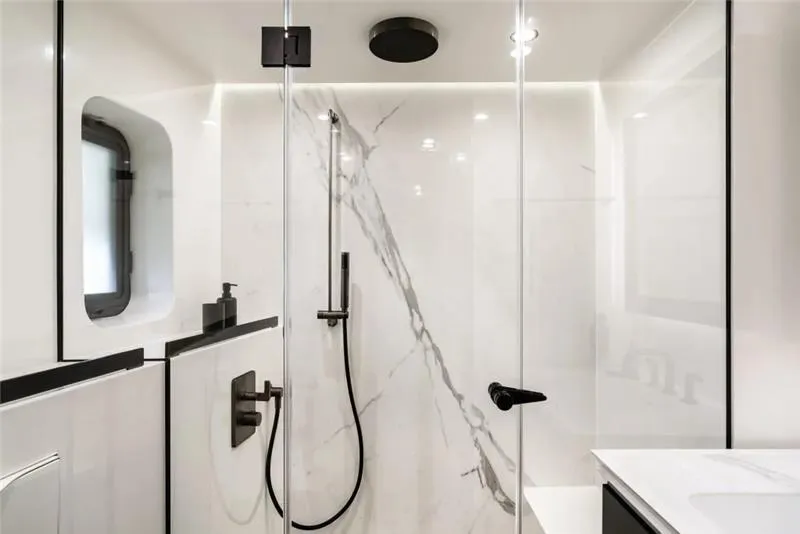 Slide: The Image of Luxurious bathroom in 2026 Sunreef 80 Sunreef Power yacht with modern shower design. - 25