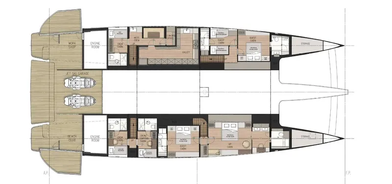 Slide: The Image of Floor plan of 2026 Sunreef 35M luxury yacht, showcasing spacious interior layout and design. - 18