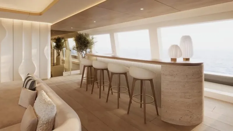 Slide: The Image of Luxurious interior of 2026 Sunreef 35M yacht with elegant bar and seating area. - 7