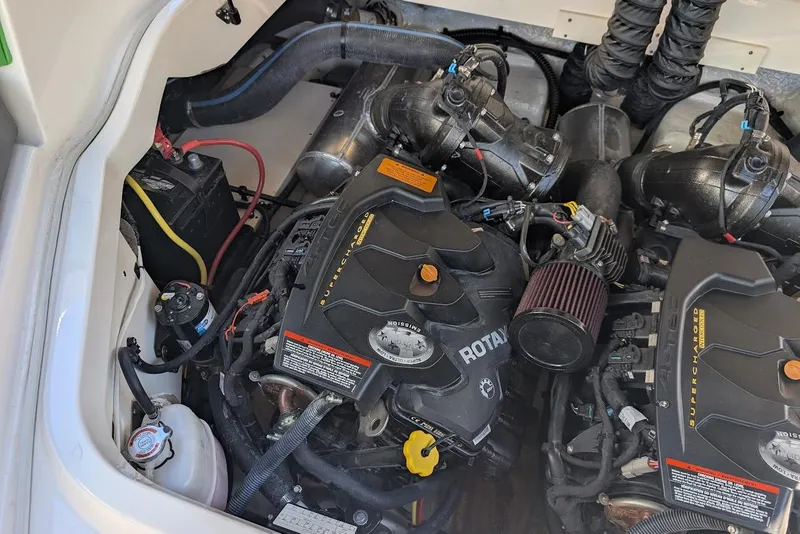 Slide: The Image of Engine compartment of 2018 Chaparral Vortex 223 VRX with Rotax supercharged engines. - 29