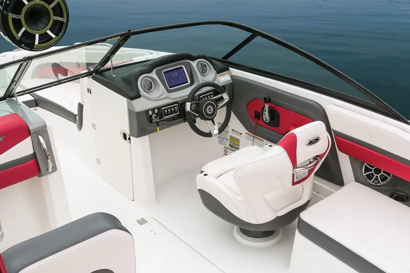 Slide: The Image of Manufacturer Provided Image: 2018 Chaparral Vortex 223 VRX boat interior with steering console and seating. - 35