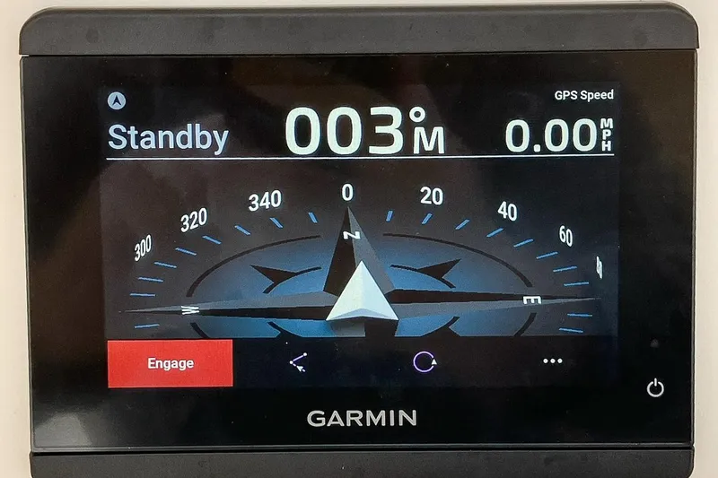 Slide: The Image of Garmin display on 2021 Scout 277 LXF showing standby mode and GPS speed. - 7