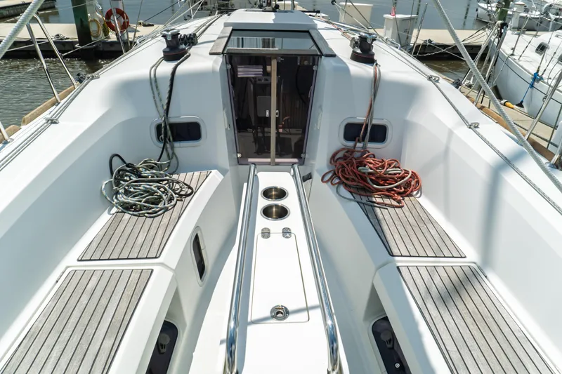 Slide: The Image of Stainless steel sink in 2018 Jeanneau Sun Odyssey 349 yacht kitchen. - 16