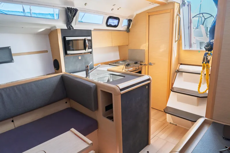 Slide: The Image of 2018 Jeanneau Sun Odyssey 349 yacht bathroom with shower and window. - 38