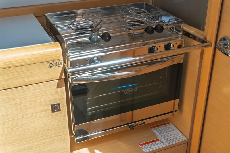 Slide: The Image of Interior cabin of 2018 Jeanneau Sun Odyssey 349 sailboat with comfortable bedding. - 43