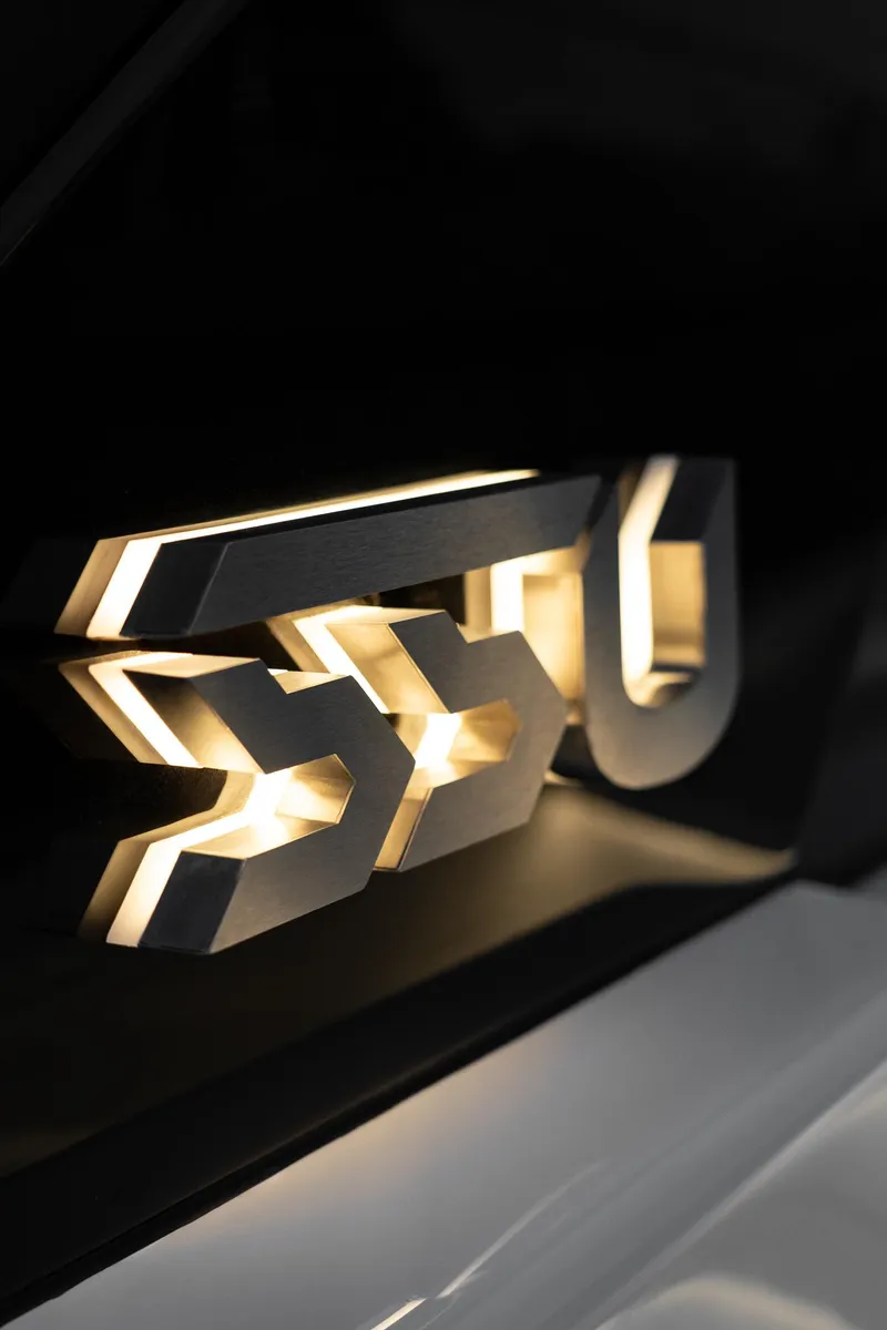 Slide: The Image of Illuminated logo of the 2026 Sunreef 55 Ultima yacht. - 5