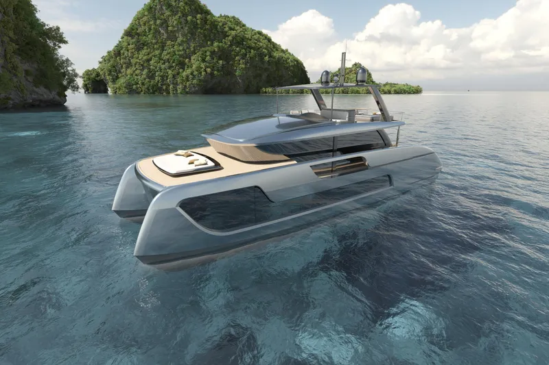 Slide: The Image of Luxurious 2026 Sunreef 66 Ultima yacht cruising in serene tropical waters. - 5