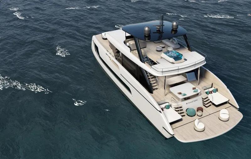 Slide: The Image of Luxury Sunreef 77 Ultima yacht cruising on open sea, 2026 model. - 8