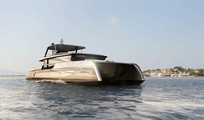 Slide: The Image of Luxury Sunreef 88 Ultima yacht cruising on open water, 2026 model. - 5
