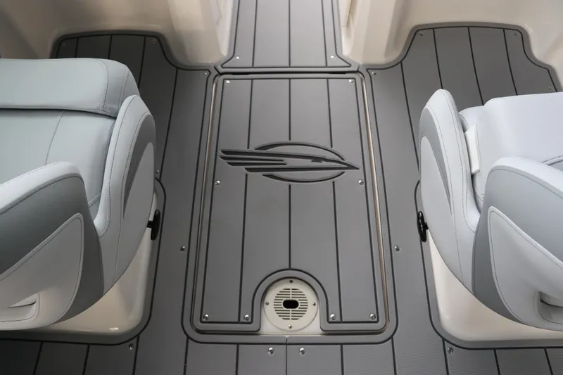 Slide: The Image of 2026 Chaparral 21 SSi OB boat interior with sleek seating and stylish flooring design. - 34