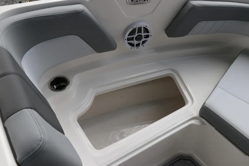 Slide: The Image of Interior of 2026 Chaparral 21 SSi OB boat with seating and speaker. - 53