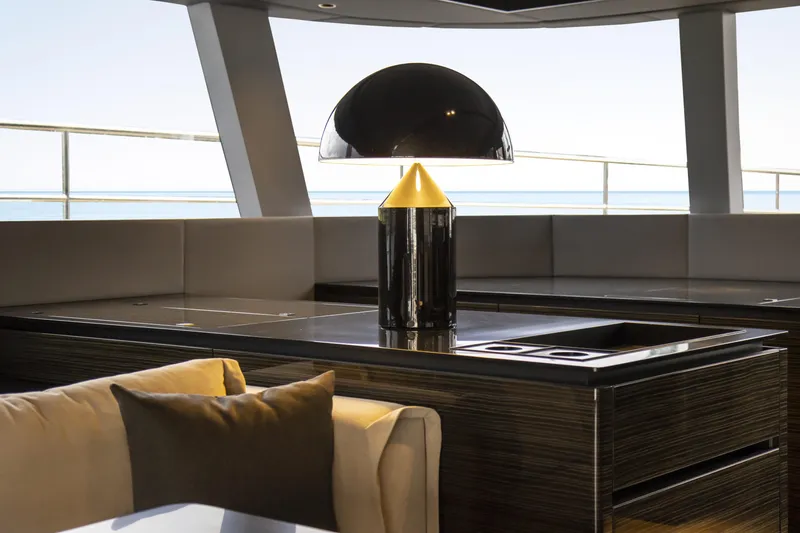 Slide: The Image of Luxurious interior of 2022 Sunreef 70 NAOMA yacht with modern decor and elegant furnishings. - 13