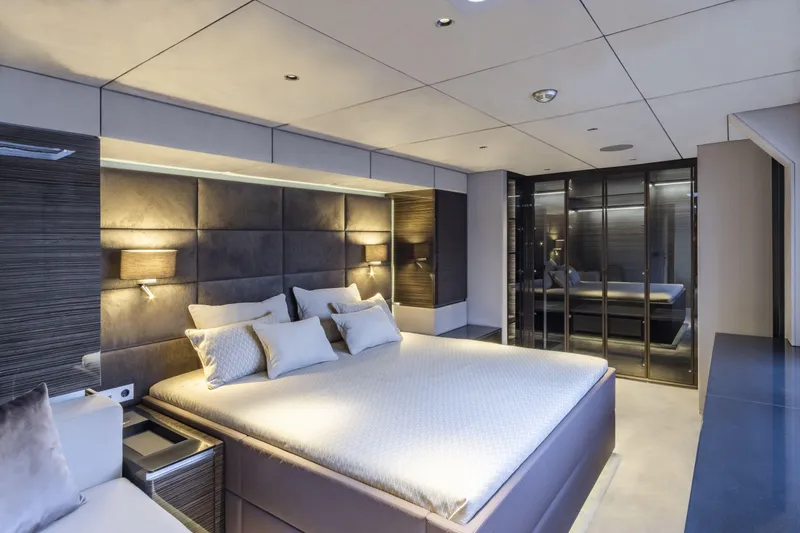 Slide: The Image of Luxurious bedroom interior on Sunreef 70 NAOMA yacht, 2022 model. - 16