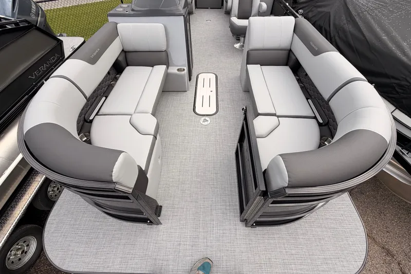 Slide: The Image of 2026 Veranda VR 235 RC pontoon boat with spacious seating and modern design. - 8