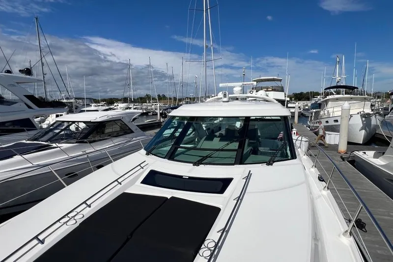 Slide: The Image of Luxurious interior of 2013 Sea Ray 540 Sundancer yacht with elegant seating and decor. - 17