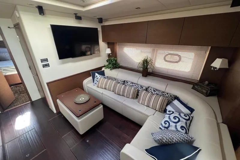 Slide: The Image of Luxurious bathroom in 2013 Sea Ray 540 Sundancer yacht with modern fixtures and elegant design. - 25