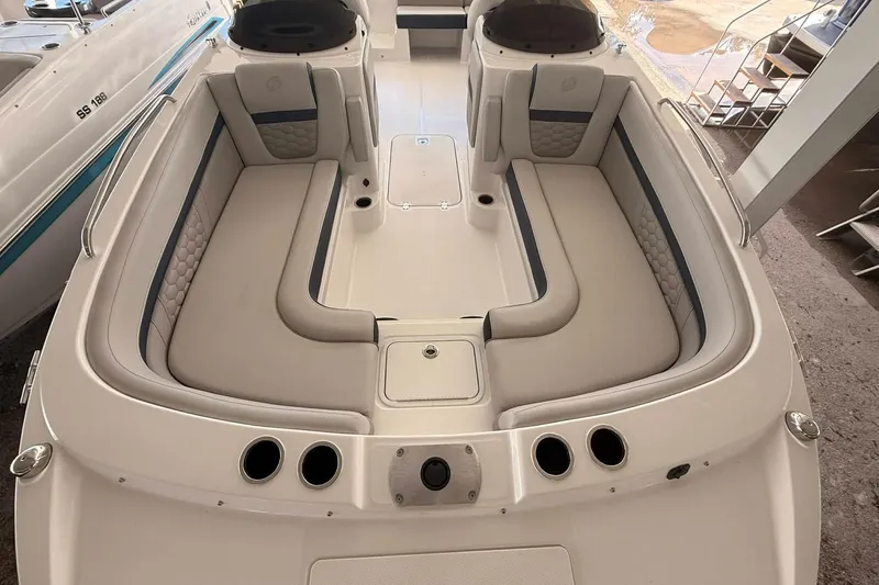 Slide: The Image of 2026 Hurricane Sundeck Sport 218 OB boat interior with spacious seating and modern design. - 3