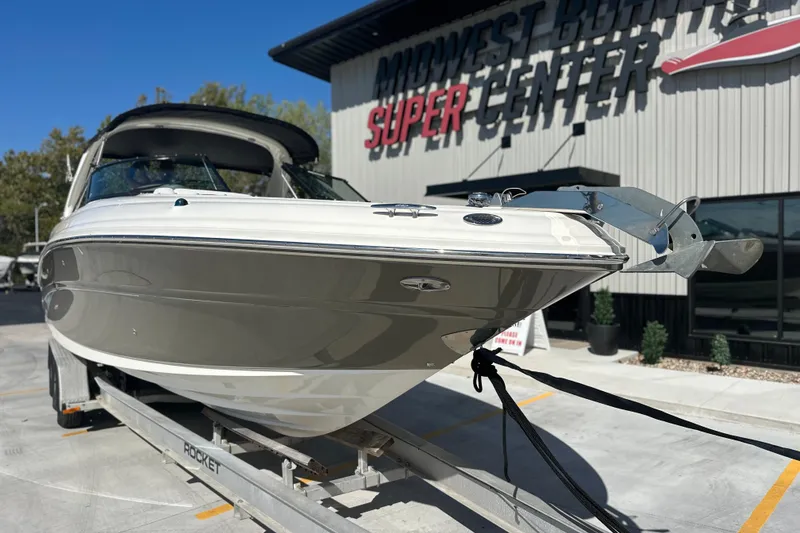 Slide: The Image of 2007 Sea Ray 290 SLX boat on trailer at Midwest Boating Center. - 2