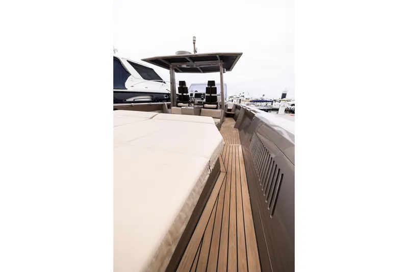 Slide: The Image of 2005 Wally Yachts Tender Express with sleek deck design and modern seating. - 10