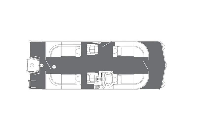 Slide: The Image of Floor plan of 2018 Manitou 23 Aurora LE RF pontoon boat, showing seating and layout. - 9